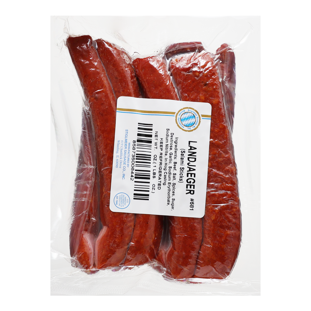 Salami-Stick Beef Landjaeger – Pre Pack – approx 1lb